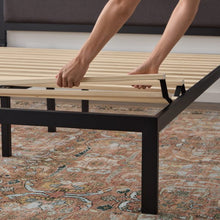 Load image into Gallery viewer, Metal Bed Frame with Rounded Upholstered Headboard, Stone Color
