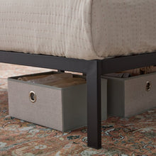 Load image into Gallery viewer, Metal Bed Frame with Rounded Upholstered Headboard, Stone Color
